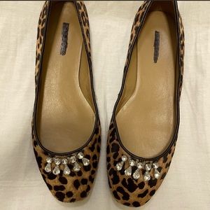 Talbots Bejeweled Leopard Calf Hair Flats
